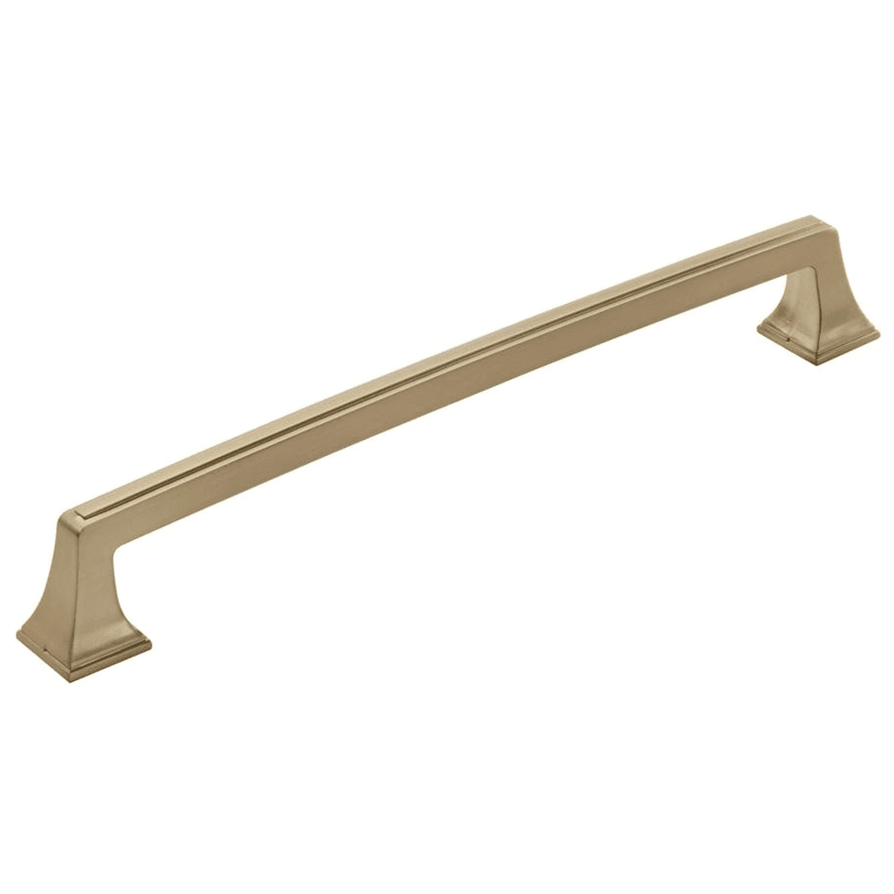 12" Mulholland&trade; Appliance Pull in Golden Champagne finish on cabinetry.