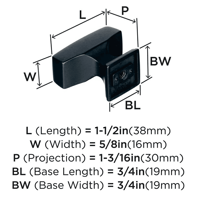 1-1/2&quot; Mulholland Rectangle Knob, Black Bronze Alt 2 - Image