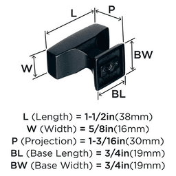 1-1/2&quot; Mulholland Rectangle Knob, Black Bronze Alt 2 - Image