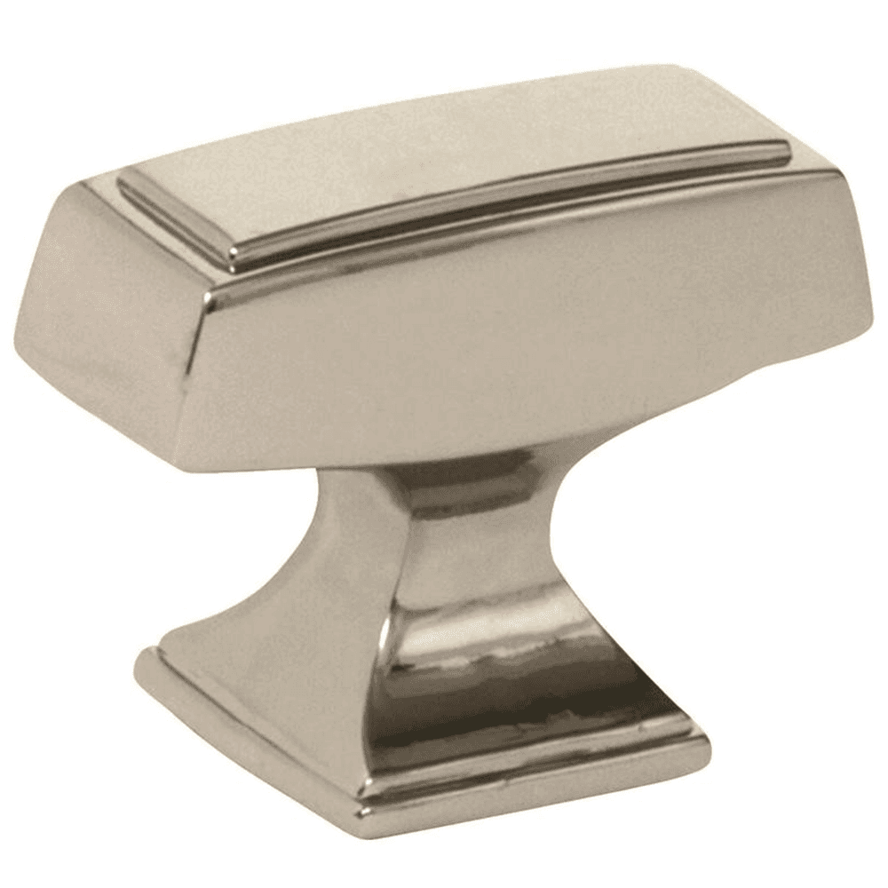 Amerock 1-1/2" Mulholland Square Knob in Polished Nickel on White Background