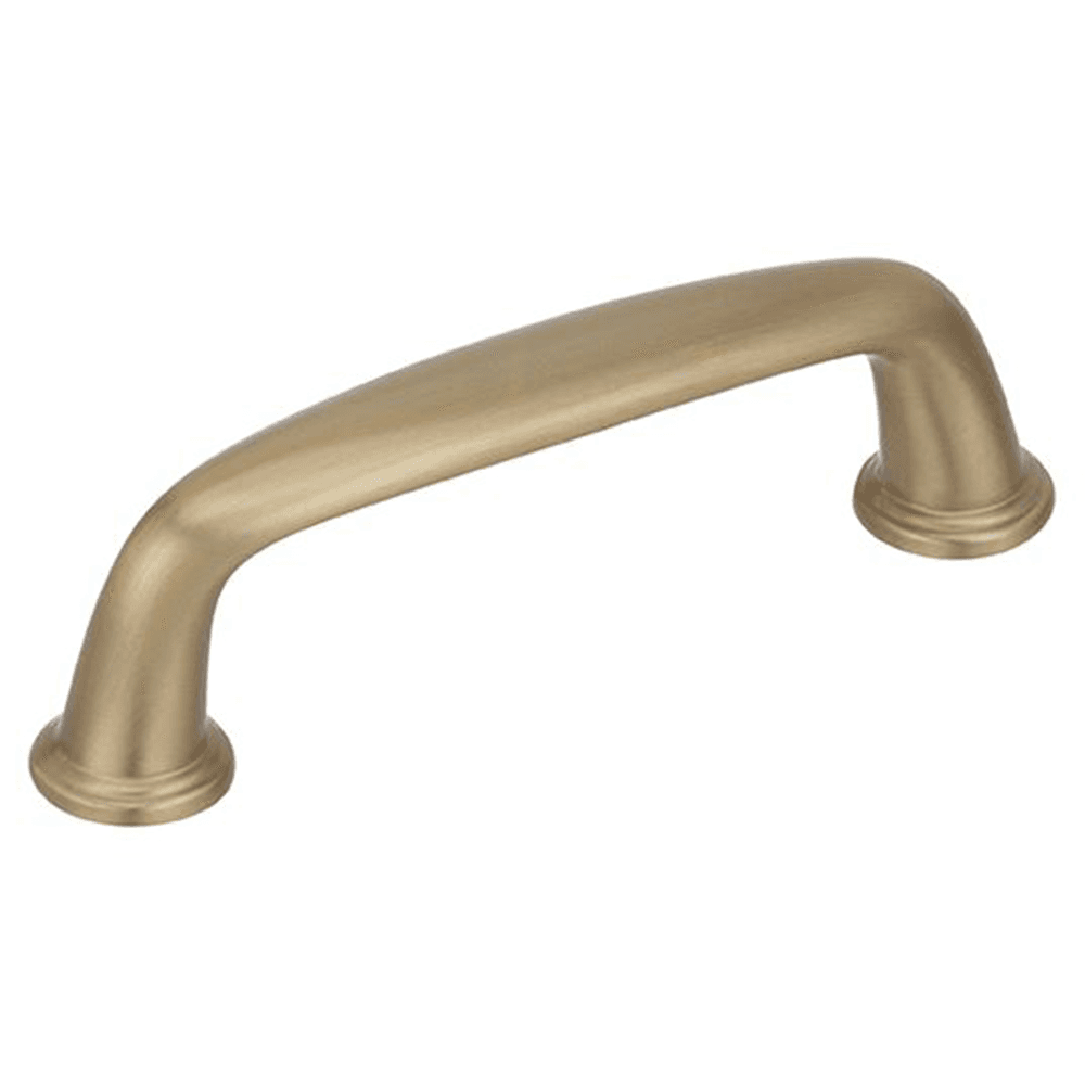 Amerock 3" Kane&trade; Handle Pull in Golden Champagne finish on a white cabinet door