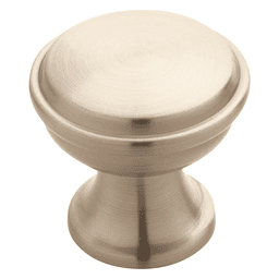 1-3/16" Round Satin Nickel Amerock Knob on White Cabinet