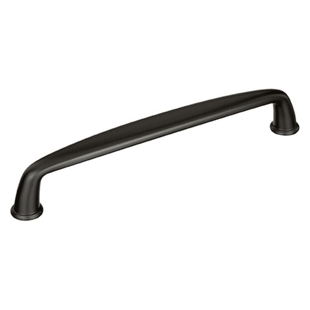 Close-up of Amerock 160mm Kane Handle Pull in Weathered Nickel on a Cabinet Door