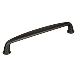 Close-up of Amerock 160mm Kane Handle Pull in Weathered Nickel on a Cabinet Door