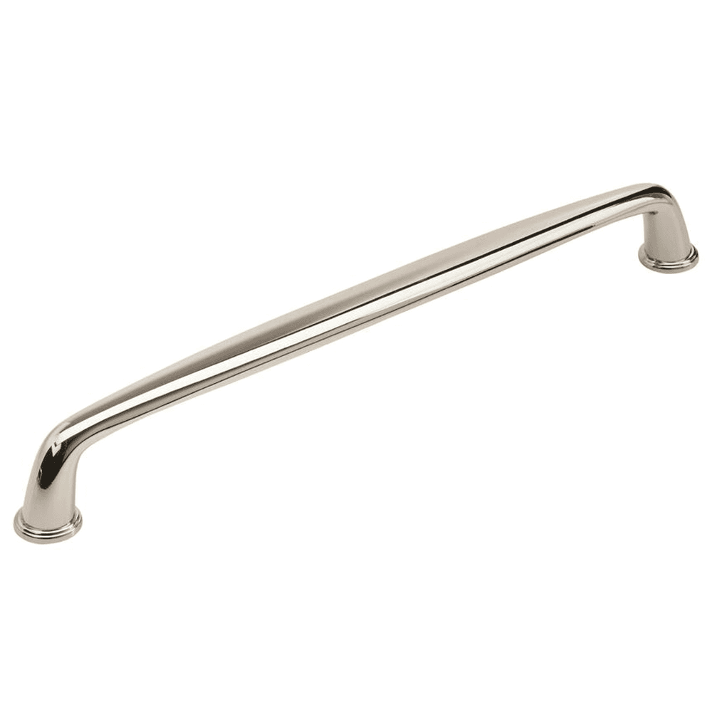 Amerock Kane Appliance Pull in Polished Nickel, 12 inches, installed on cabinet