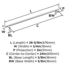 610mm Bar Pulls Appliance Pull, Satin Nickel Alt 1 - Image