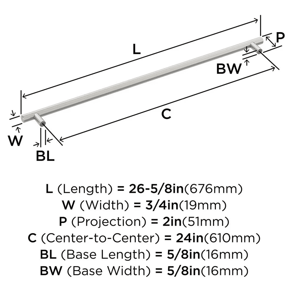 610mm Bar Pulls Appliance Pull, Matte Black Alt 1 - Image