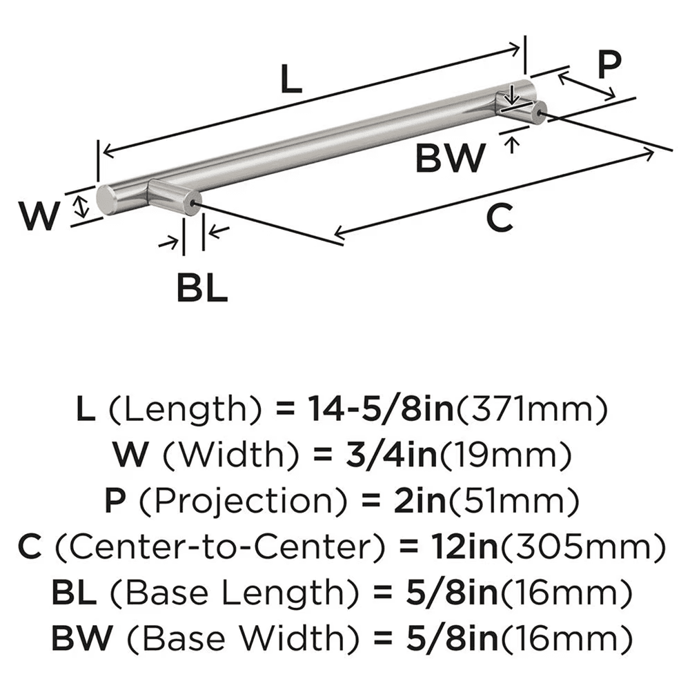 305mm Bar Pulls Appliance Pull, Satin Nickel Alt 1 - Image