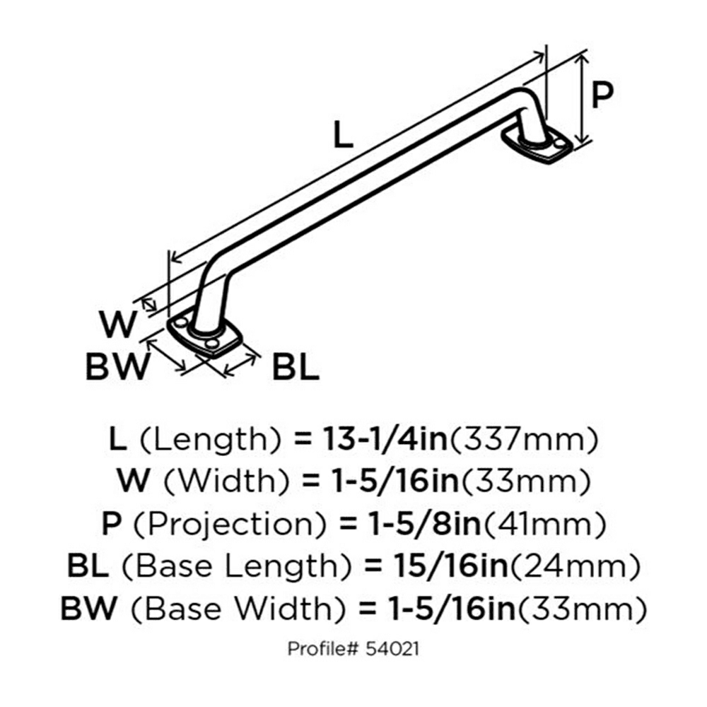 Screw sizes and PH screw of Amerock Rochdale Appliance Pull in Satin Nickel finish