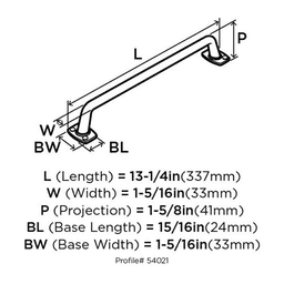 Screw sizes and PH screw of Amerock Rochdale Appliance Pull in Satin Nickel finish