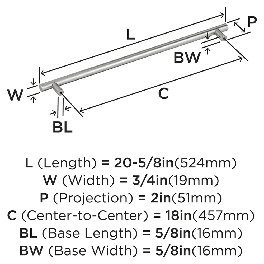 457mm Bar Pulls Appliance Pull, Matte Black Alt 1 - Image