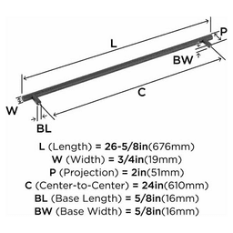 24" Bar Pulls Appliance Pull, Polished Chrome Alt 2 - Image