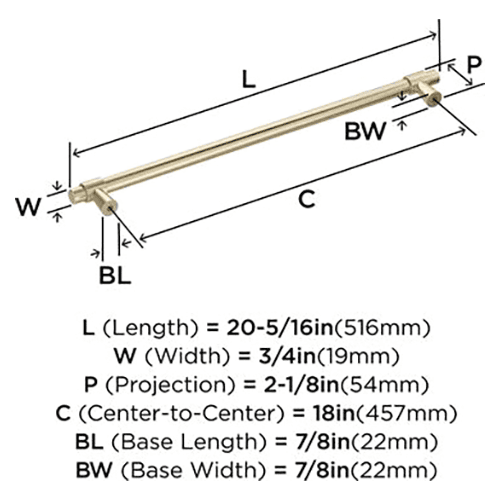 18" Destine Appliance Pull, Golden Champagne Alt 1 - Image