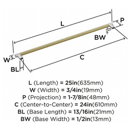 24" Esquire Appliance Pull, Golden Champagne Alt 2 - Image