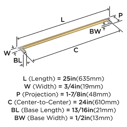 24" Esquire Appliance Pull, Polished Nickel/Champagne Bronze Alt 1 - Image
