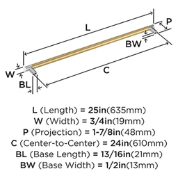 24" Esquire Appliance Pull, Polished Nickel/Champagne Bronze Alt 1 - Image