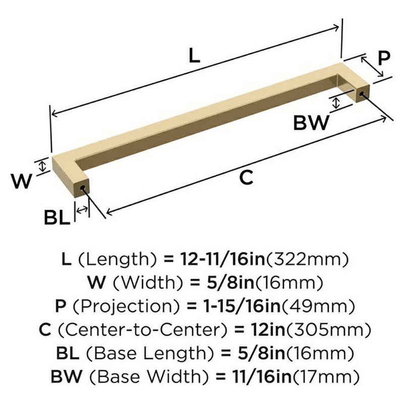 12" Monument Appliance Pull, Golden Champagne Alt 2 - Image