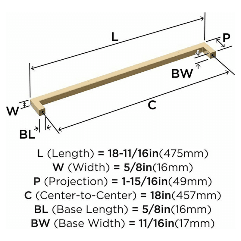 18" Monument Appliance Pull, Golden Champagne Alt 2 - Image