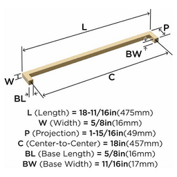 18" Monument Appliance Pull, Golden Champagne Alt 2 - Image