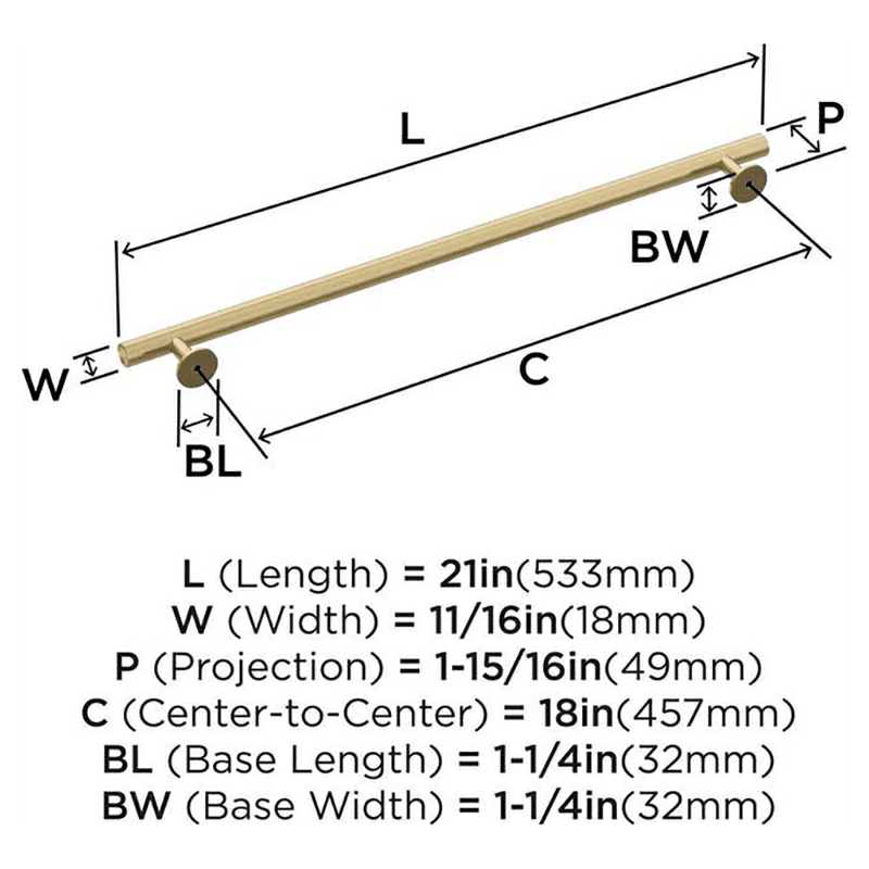 18" Radius Appliance Pull, Golden Champagne Alt 2 - Image