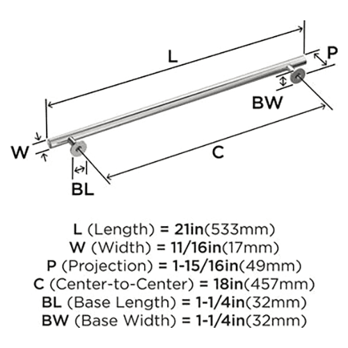 18" Radius Appliance Pull, Polished Nickel Alt 1 - Image