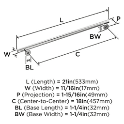 18" Radius Appliance Pull, Polished Nickel Alt 1 - Image