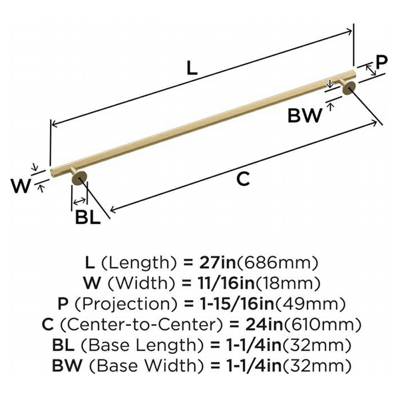 24" Radius Appliance Pull, Polished Chrome Alt 2 - Image