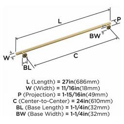24" Radius Appliance Pull, Polished Chrome Alt 2 - Image