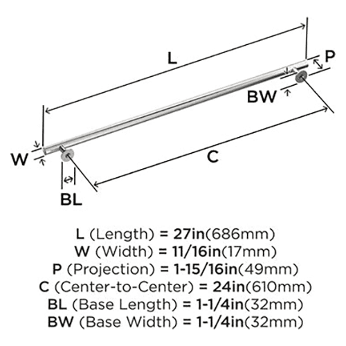 24" Radius Appliance Pull, Polished Nickel Alt 1 - Image