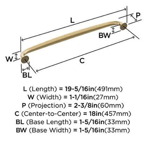 18" Renown Appliance Pull, Golden Champagne Alt 3 - Image