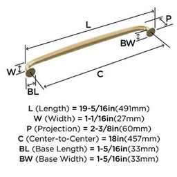18" Renown Appliance Pull, Golden Champagne Alt 3 - Image