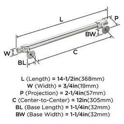 12" Winsome Appliance Pull, Polished Nickel Alt 1 - Image