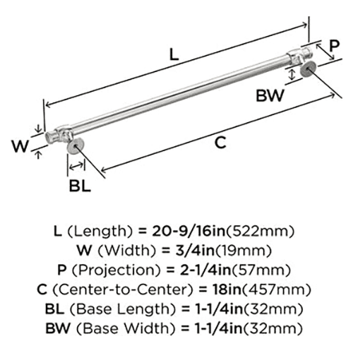 18" Winsome Appliance Pull, Polished Nickel Alt 1 - Image
