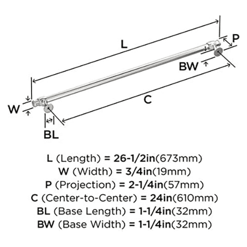 24" Winsome Appliance Pull, Polished Nickel Alt 1 - Image