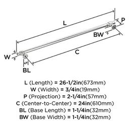 24" Winsome Appliance Pull, Polished Nickel Alt 1 - Image
