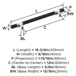 12" Urbanite Appliance Pull, Polished Chrome/Matte Black Alt 2 - Image