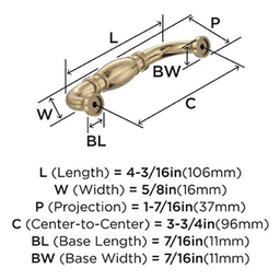 3-3/4" Granby Cabinet Pull, Champagne Bronze Alt 2 - Image