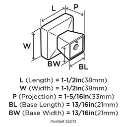 1-1/2" Blackrock™ Square Knob, Gunmetal - Alt Image 2