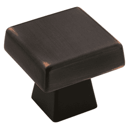 Amerock 1-1/2" Blackrock&trade; Square Knob, Oil-Rubbed Bronze on White Background