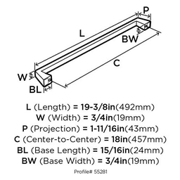 Polished Nickel Amerock Blackrock Appliance Pull, 18 inch center-to-center