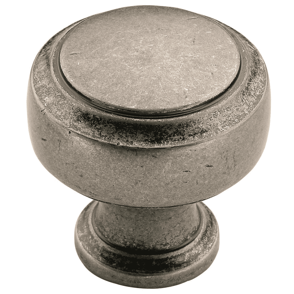 Amerock 1-3/16" Highland Ridge Round Knob in Antique Pewter on White Background