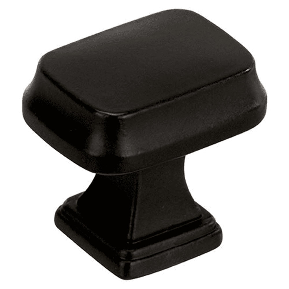 Amerock Gunmetal Revitalize Rectangle Knob on Dark Wood Cabinet