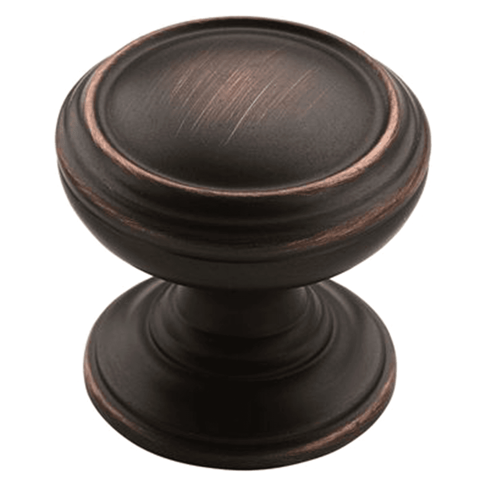 Amerock 1-1/4" Oil-Rubbed Bronze Round Knob on White Background