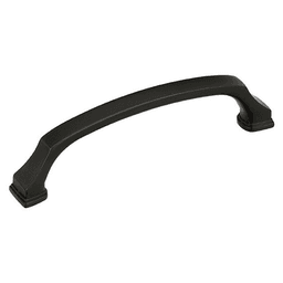 Amerock Revitalize Handle Pull in Oil-Rubbed Bronze finish on modern kitchen cabinet.