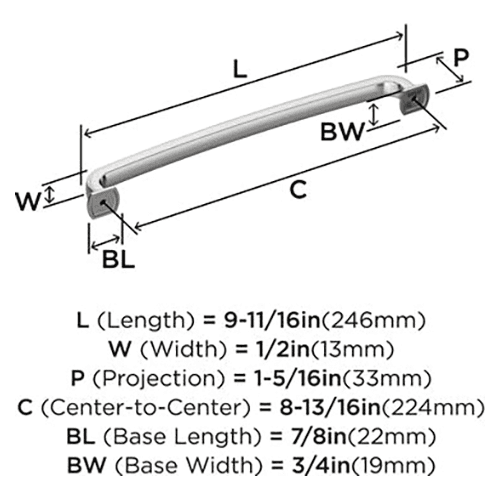 8-13/16" Surpass Cabinet Pull, Polished Nickel Alt 2 - Image