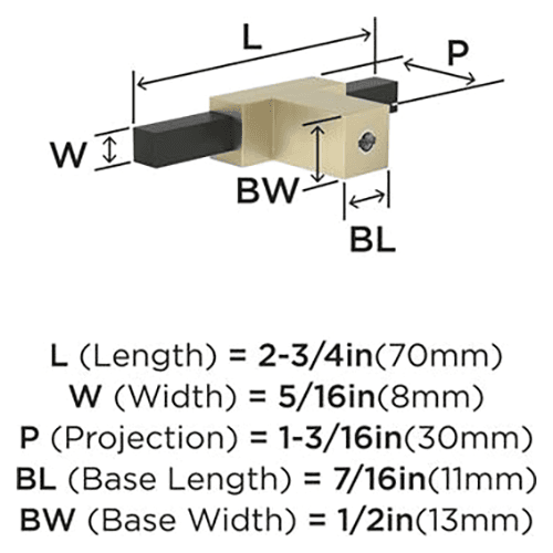 2-3/4" Urbanite T-Handle Knob, Champagne Bronze/White Alt 1 - Image