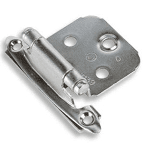 Variable Overlay Face Mount Hinge, Modern Design, Self-Closing, Nickel-Plated - Main Image