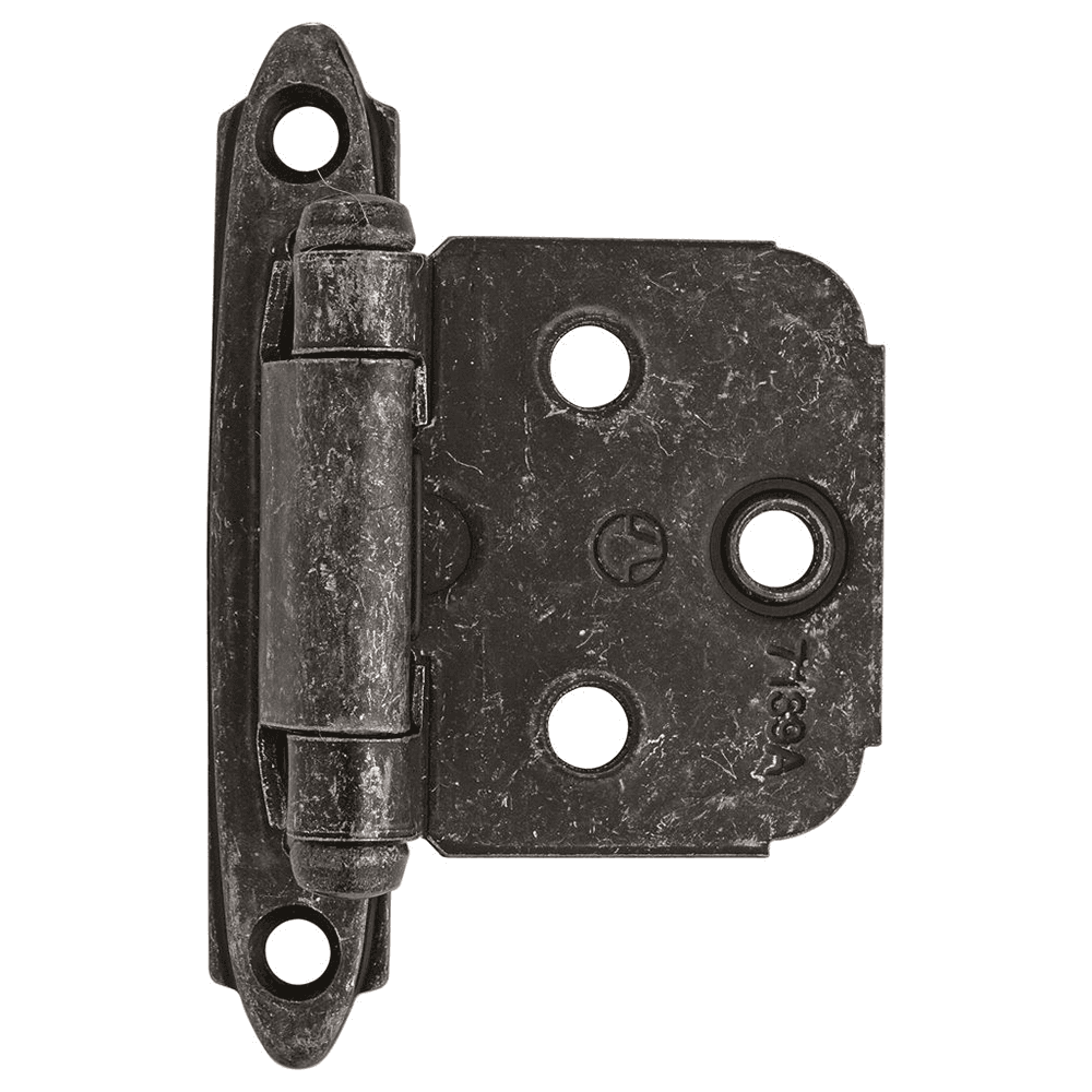 Variable Overlay Face Mount Hinge, Modern Design, Self-Closing, Wrought Iron - Main Image