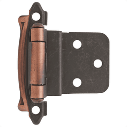 3/8" Inset Face Mount Hinge, Carriage House Design, Self-Closing, Antique Copper - Main Image