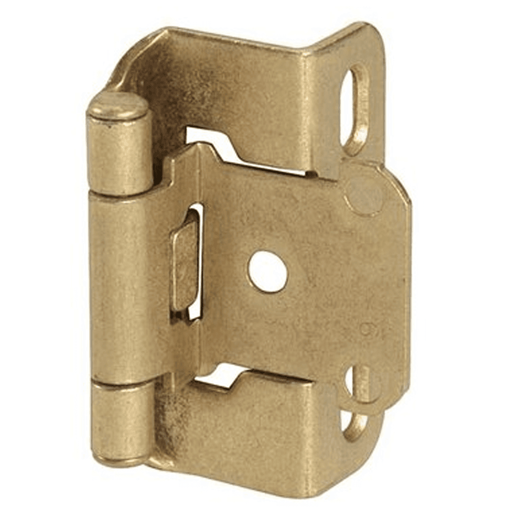 Partial Wrap-Around Face-Frame Hinge, Self-Closing, 1/2" Overlay, Burnished Brass - Main Image